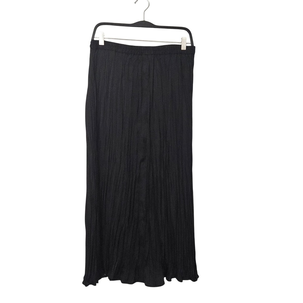 H&M Womens Black Broomstick Maxi Skirt Pleated Crinkle Elastic Waist Size M 3303